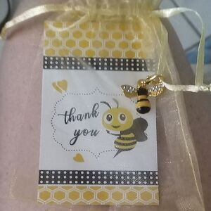 Bee Thank You Gift Tag with Bee Charm - Yellow & Black